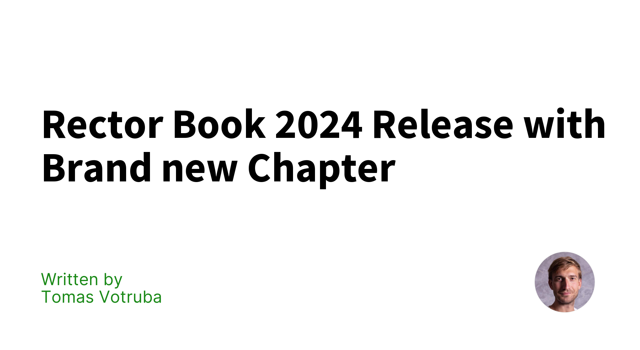 Rector Book 2024 Release with Brand new Chapter Tomas Votruba